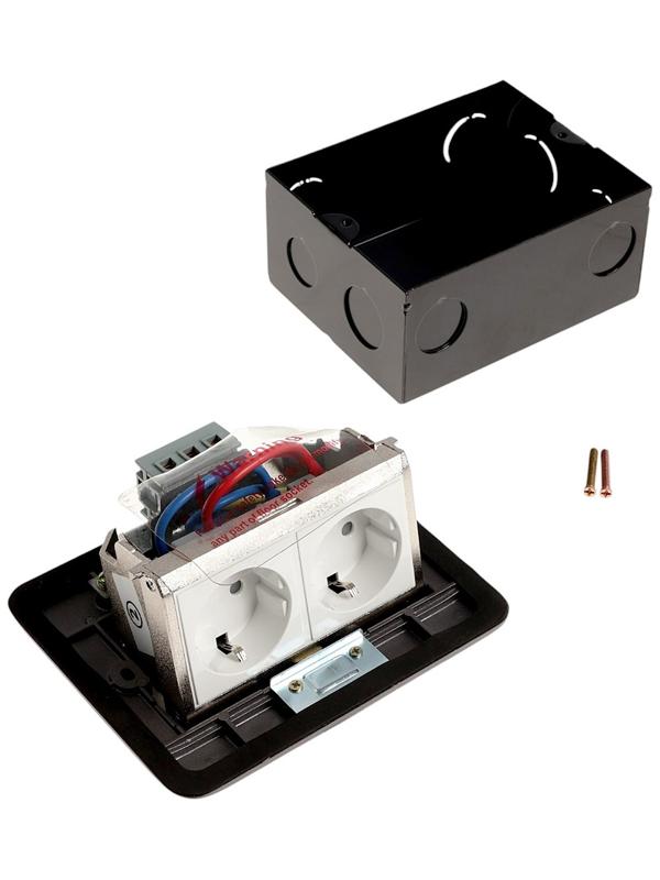 Розетка выдвижная, 16 А, двухместная, серая