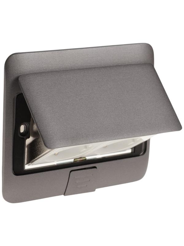 Розетка выдвижная, 16 А, двухместная, серая