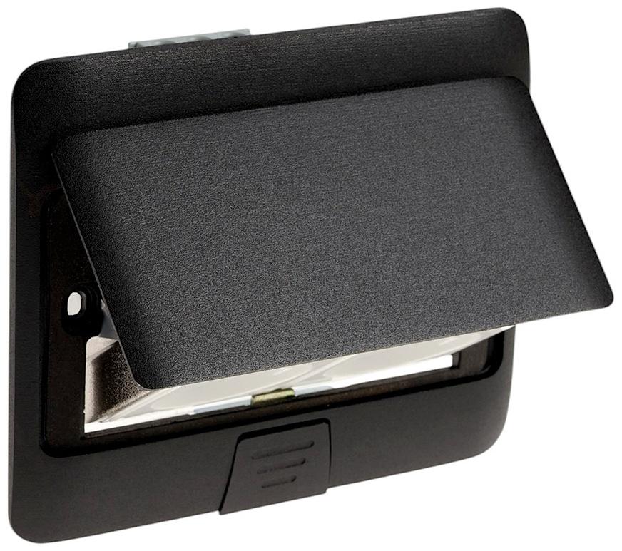 Розетка выдвижная, 16 А, двухместная, чёрная