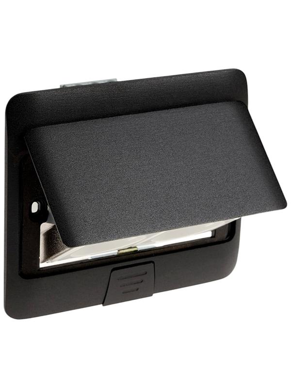 Розетка выдвижная, 16 А, двухместная, чёрная