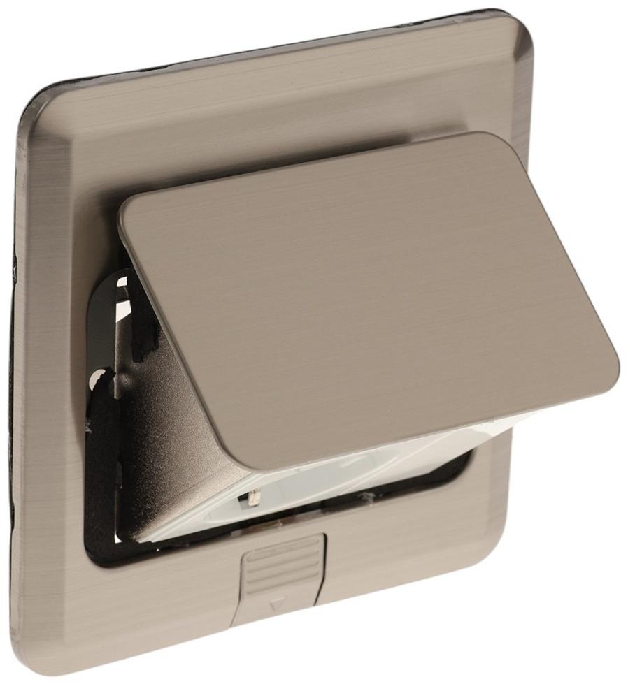 Розетка выдвижная, 16 А, одноместная, серебристая