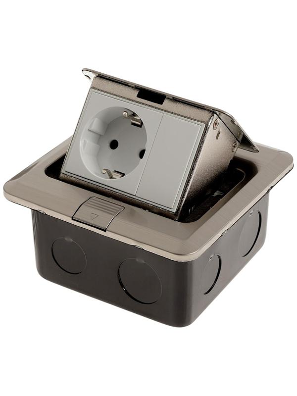 Розетка выдвижная, 16 А, одноместная, серебристая