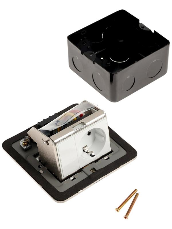 Розетка выдвижная, 16 А, одноместная, серебристая