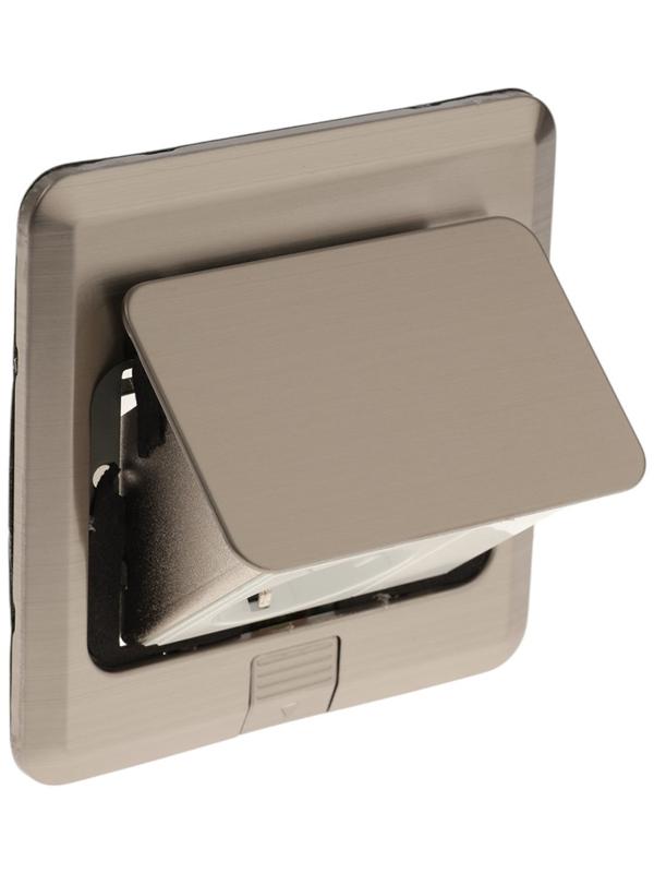 Розетка выдвижная, 16 А, одноместная, серебристая