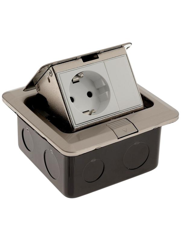 Розетка выдвижная, 16 А, одноместная, серебристая