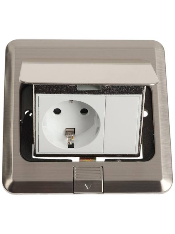 Розетка выдвижная, 16 А, одноместная, серебристая