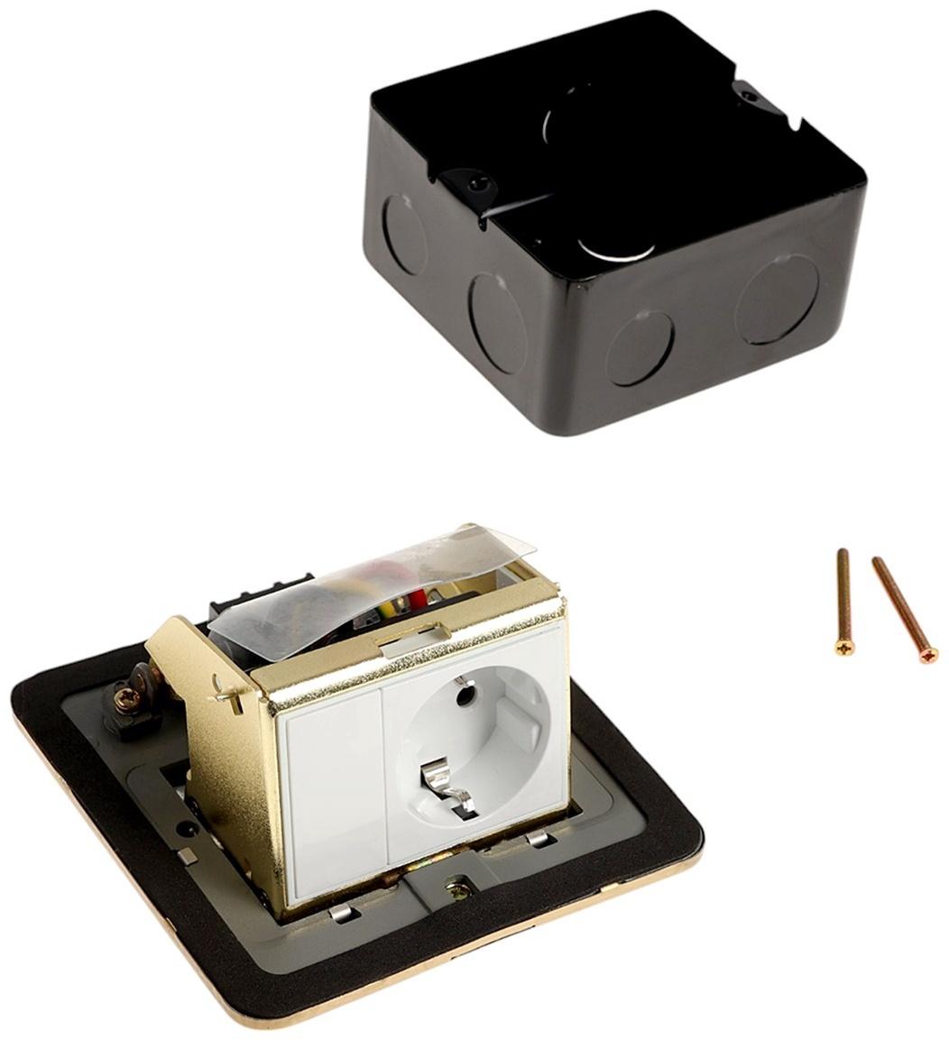 Розетка выдвижная, 16 А, одноместная, золотистая