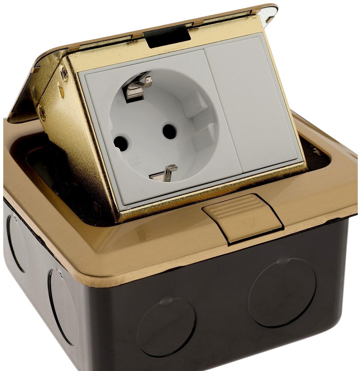 Розетка выдвижная, 16 А, одноместная, золотистая