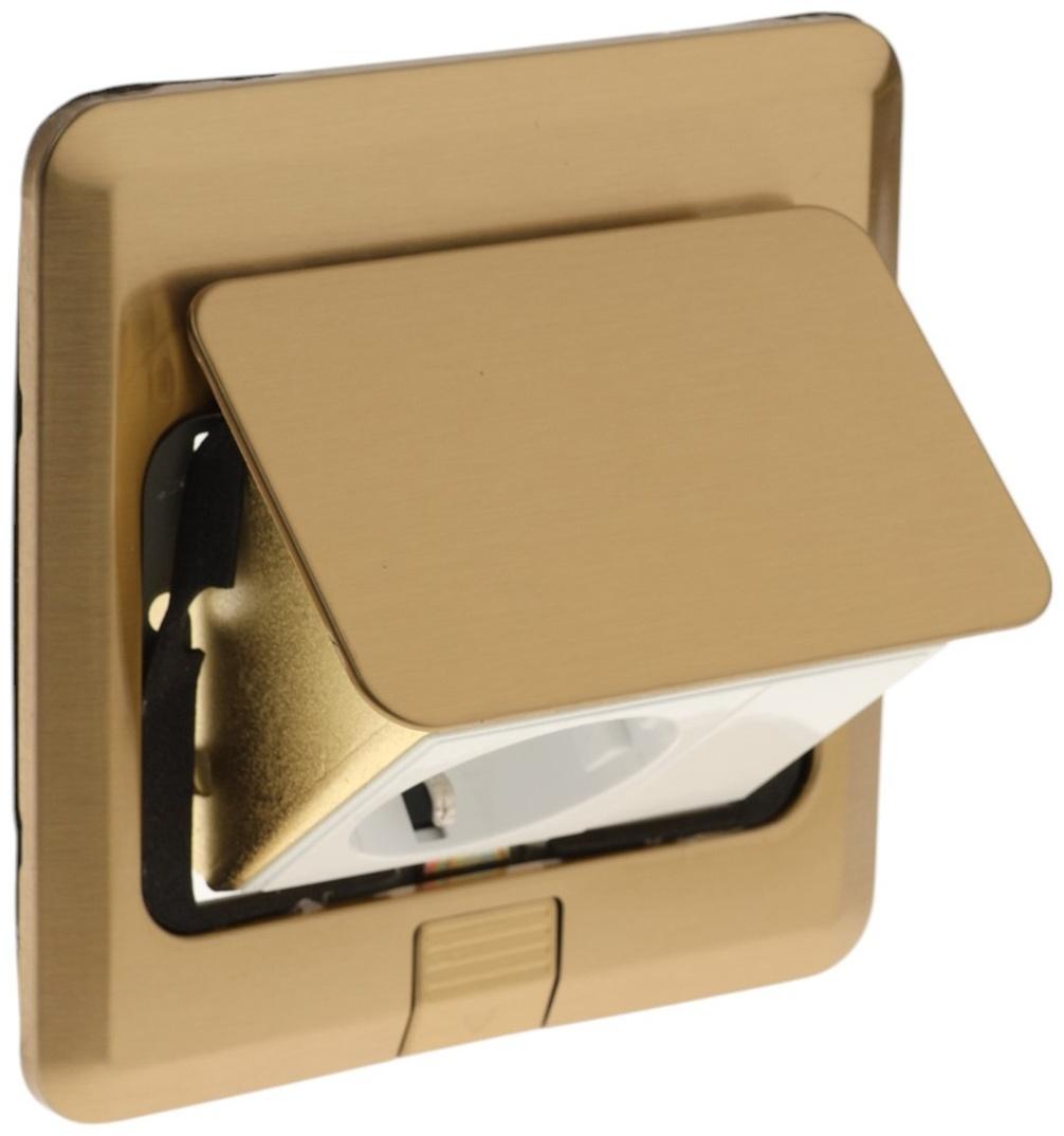 Розетка выдвижная, 16 А, одноместная, золотистая