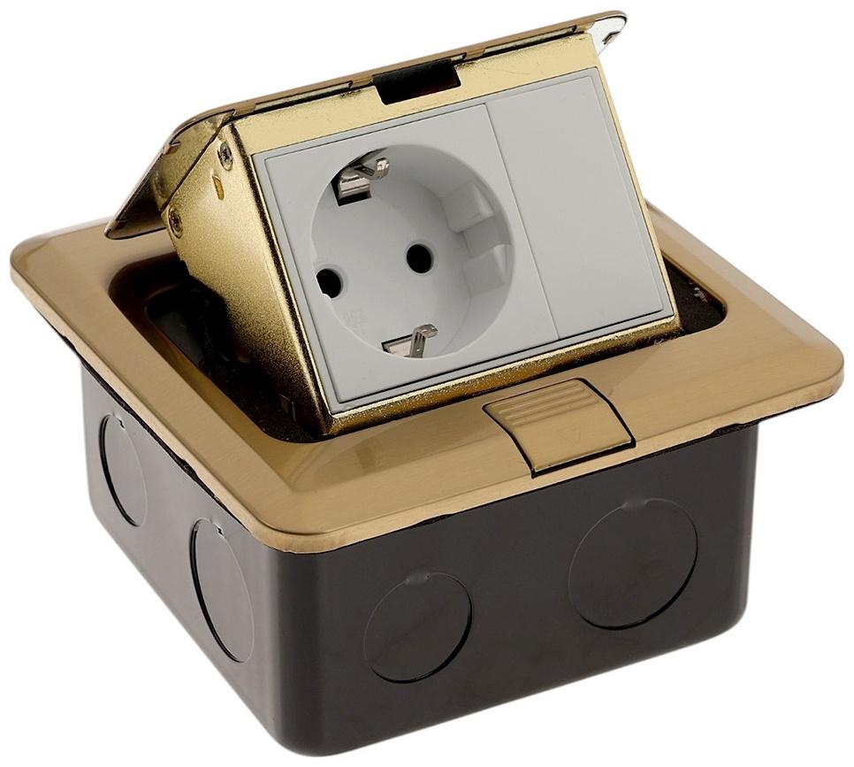 Розетка выдвижная, 16 А, одноместная, золотистая