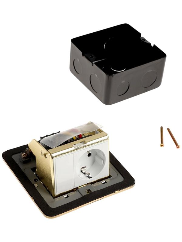 Розетка выдвижная, 16 А, одноместная, золотистая