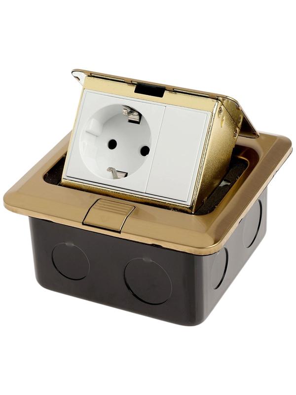 Розетка выдвижная, 16 А, одноместная, золотистая