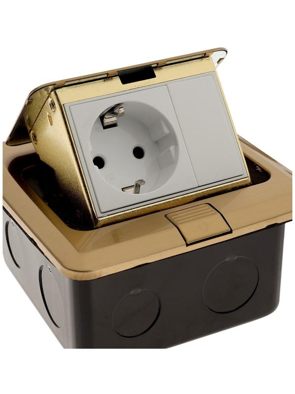 Розетка выдвижная, 16 А, одноместная, золотистая