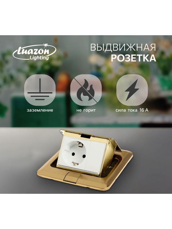 Розетка выдвижная, 16 А, одноместная, золотистая