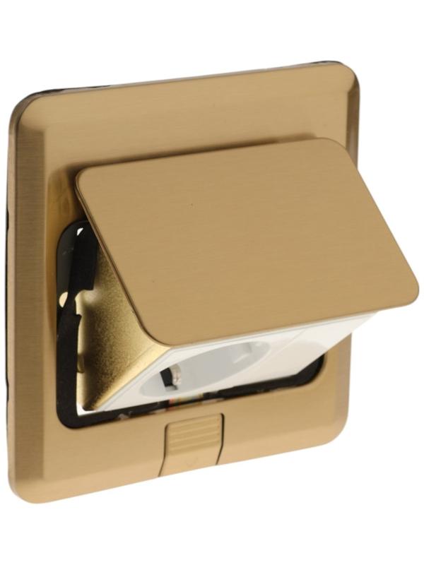 Розетка выдвижная, 16 А, одноместная, золотистая