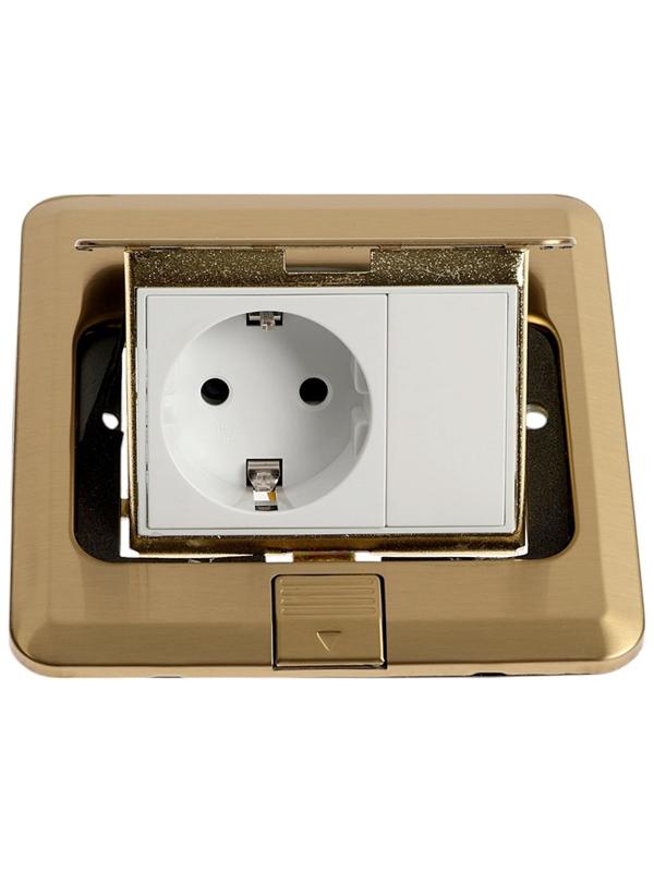 Розетка выдвижная, 16 А, одноместная, золотистая
