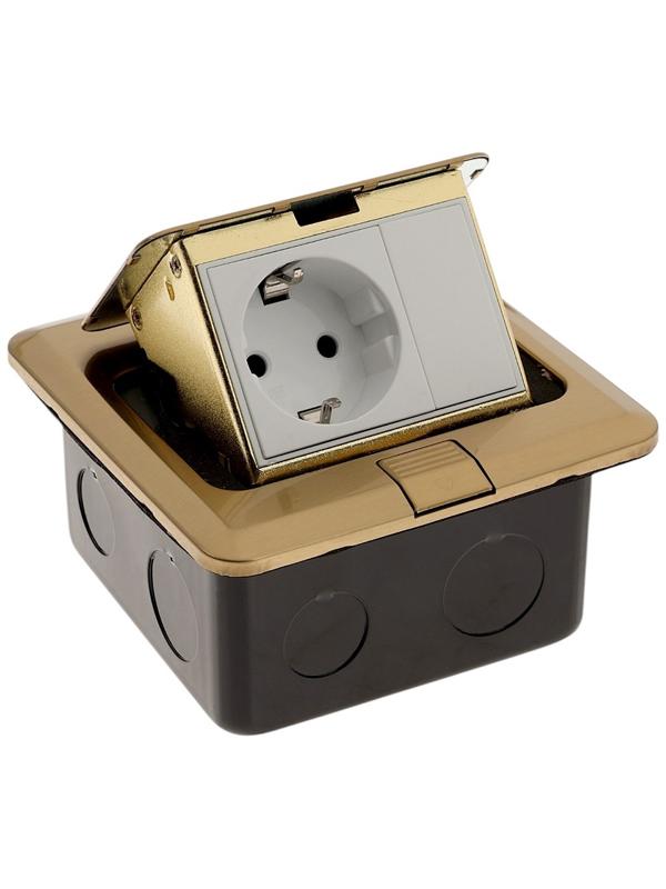 Розетка выдвижная, 16 А, одноместная, золотистая