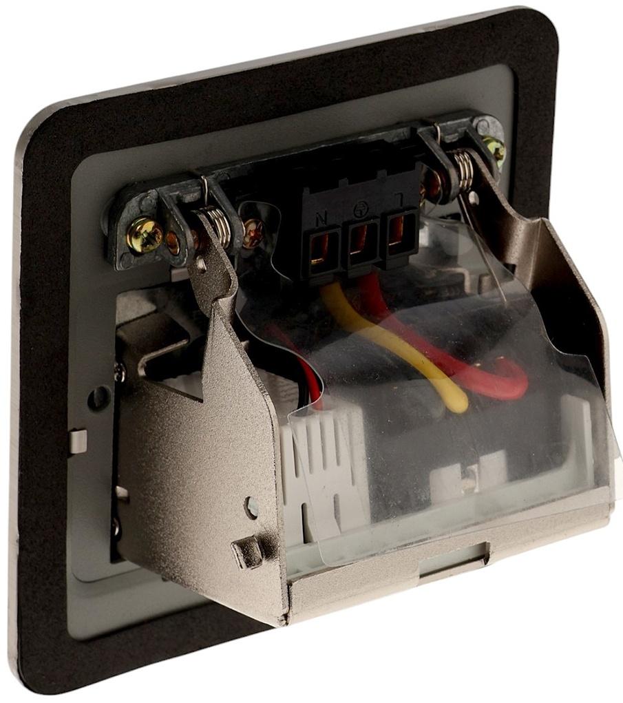 Розетка выдвижная, 16 А, одноместная, USB + Type-C, серебристая