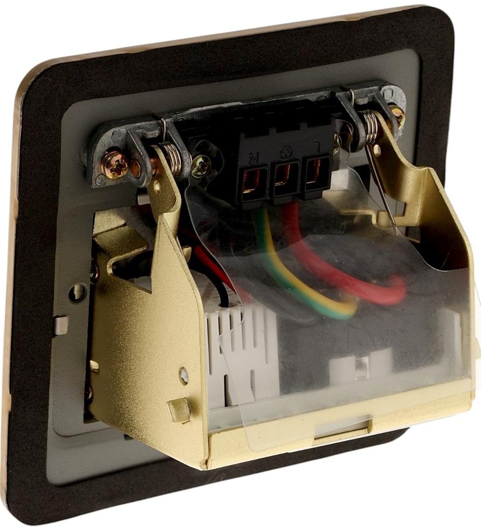 Розетка выдвижная, 16 А, одноместная, USB + Type-C, золотистая