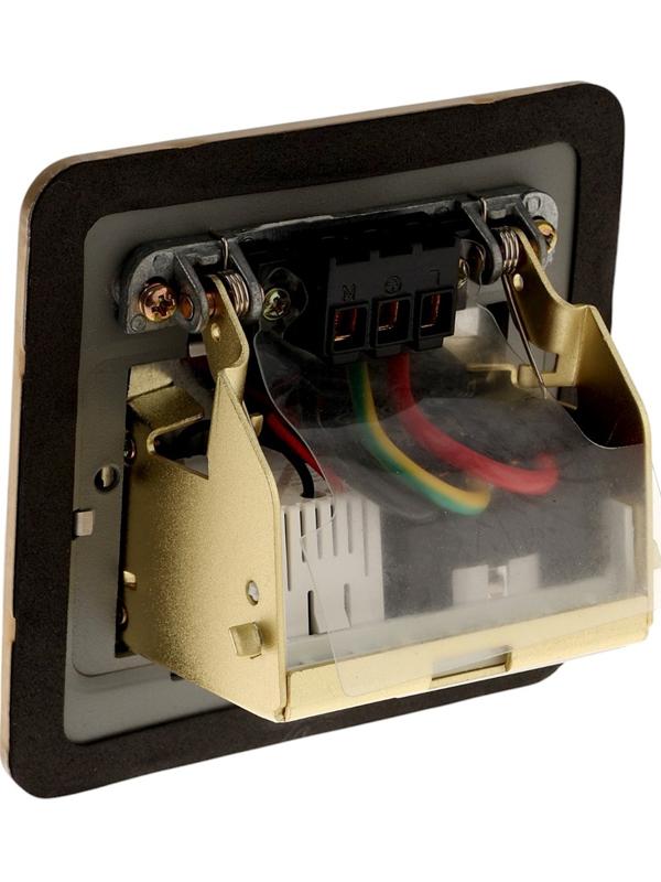 Розетка выдвижная, 16 А, одноместная, USB + Type-C, золотистая