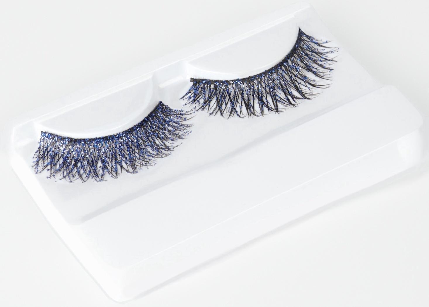 Ресницы накладные «Сияй», с блёстками, 14 мм, без клея, голубые