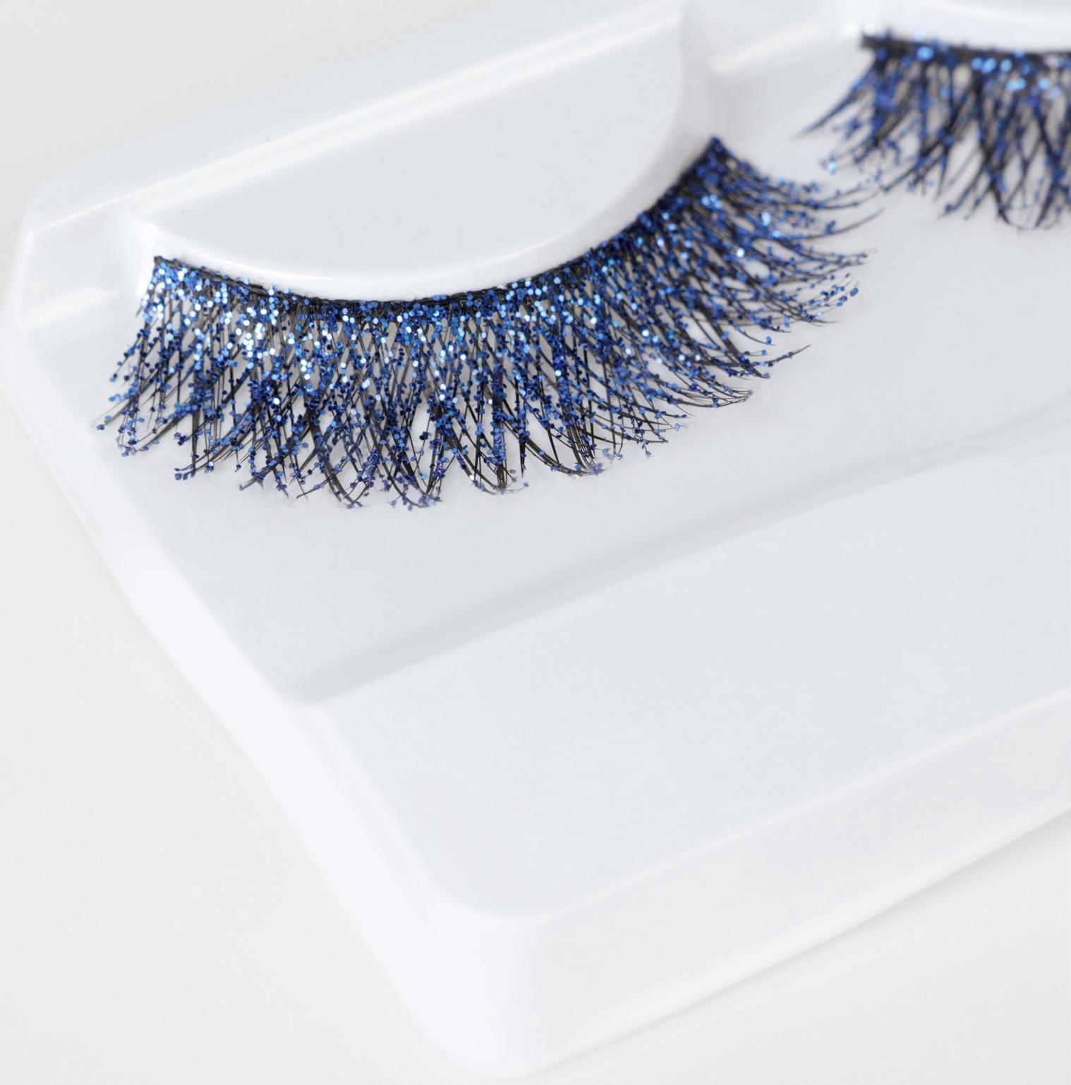 Ресницы накладные «Сияй», с блёстками, 14 мм, без клея, голубые