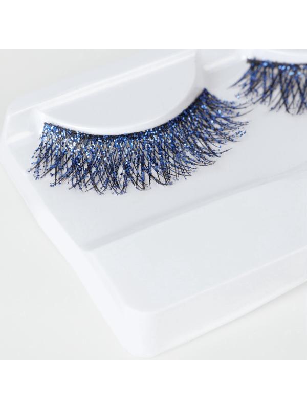 Ресницы накладные «Сияй», с блёстками, 14 мм, без клея, голубые