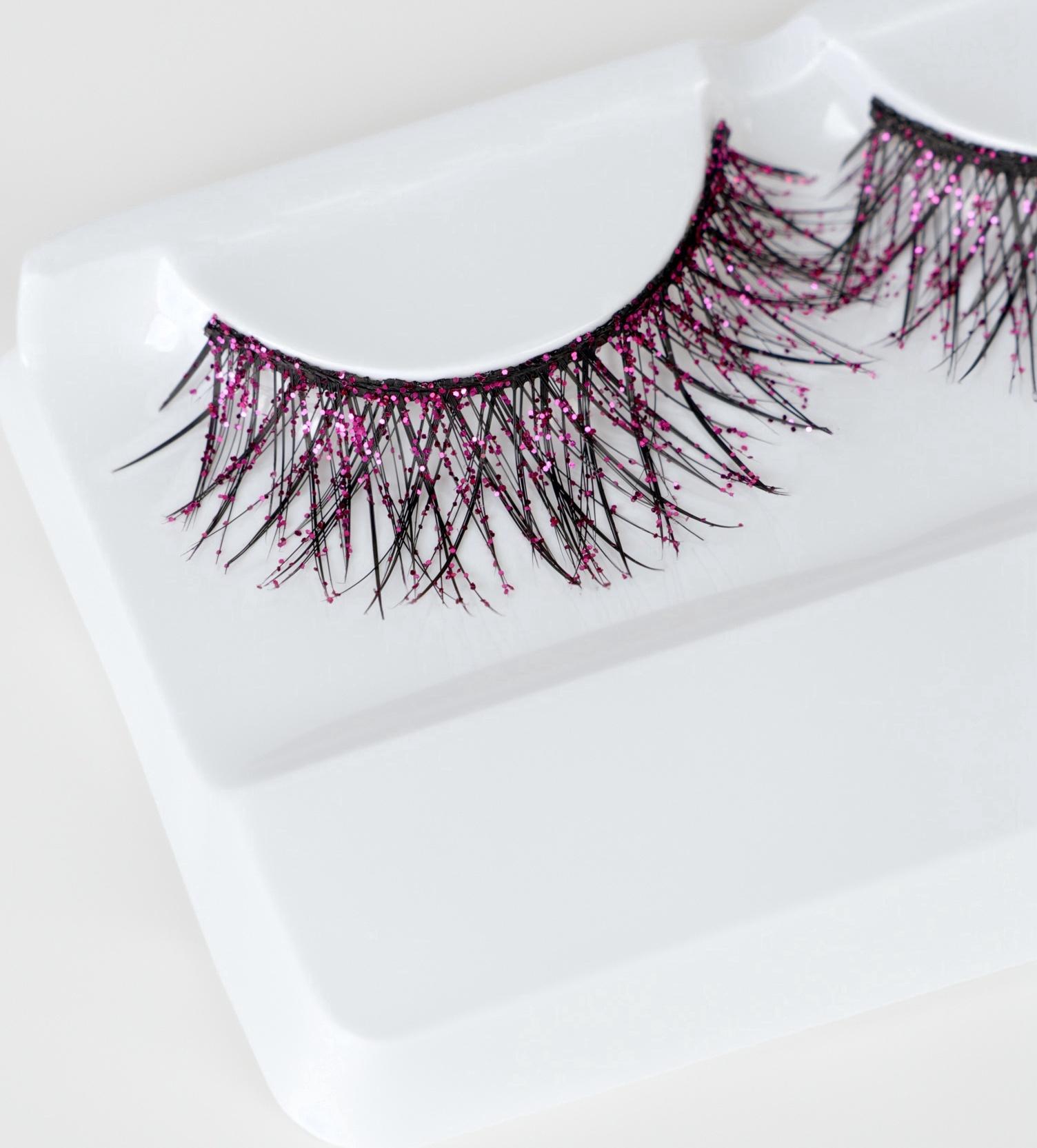 Ресницы накладные «Сияй», с блёстками, 14 мм, без клея, розовые