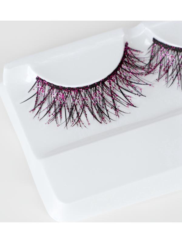 Ресницы накладные «Сияй», с блёстками, 14 мм, без клея, розовые