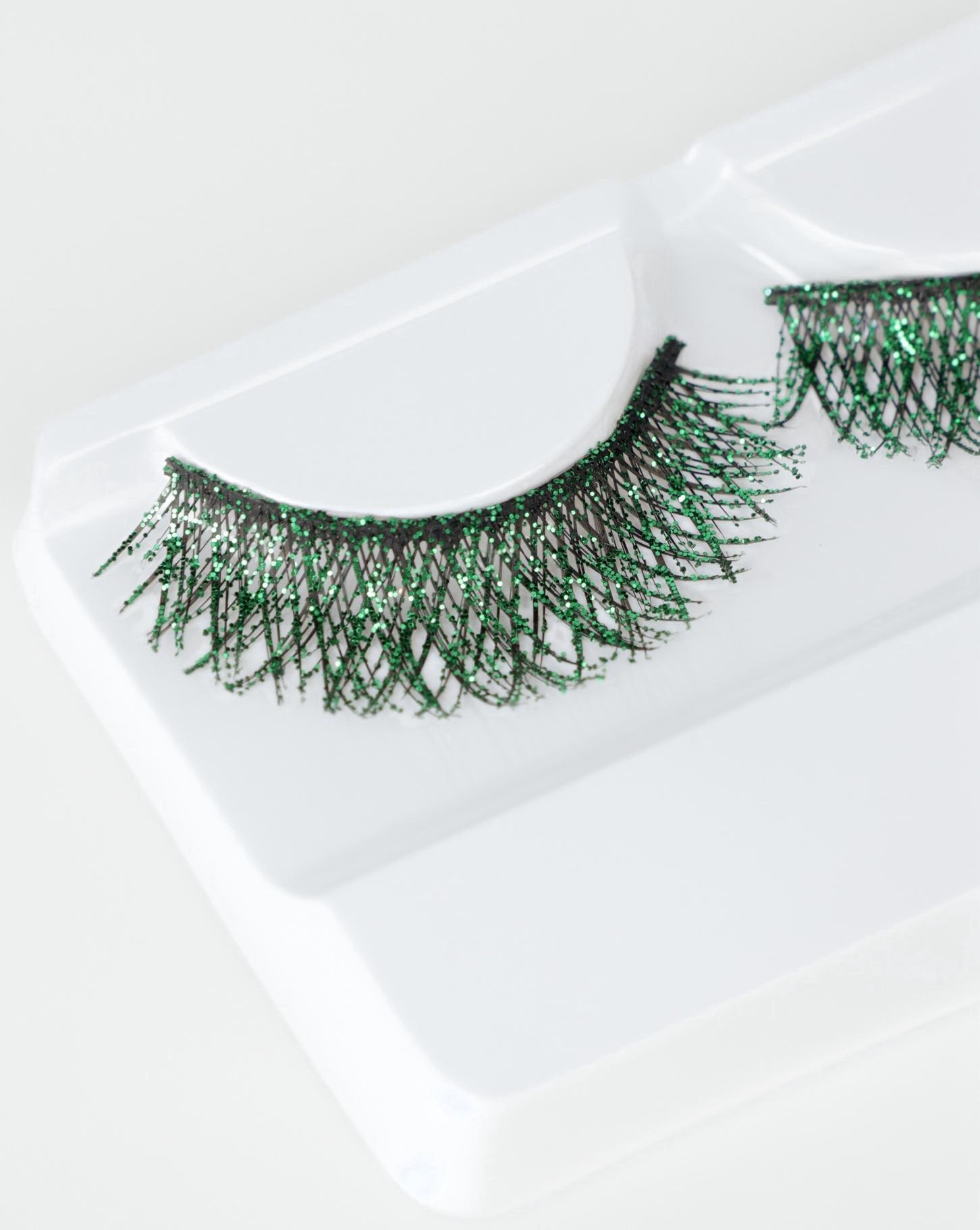 Ресницы накладные «Сияй», с блёстками, 14 мм, без клея, зелёные