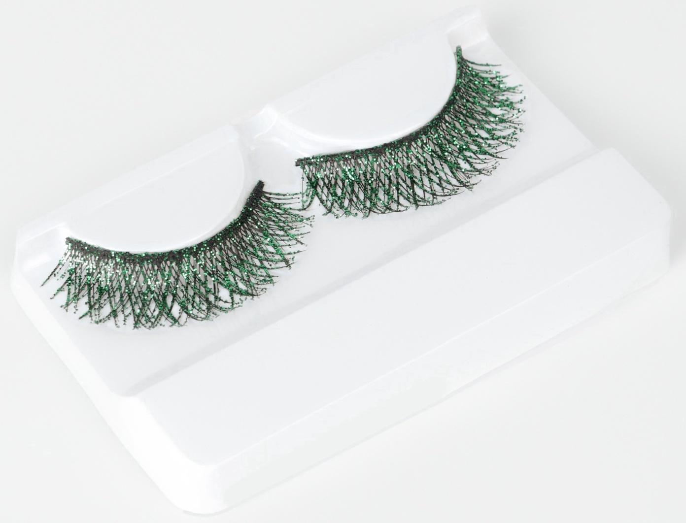 Ресницы накладные «Сияй», с блёстками, 14 мм, без клея, зелёные