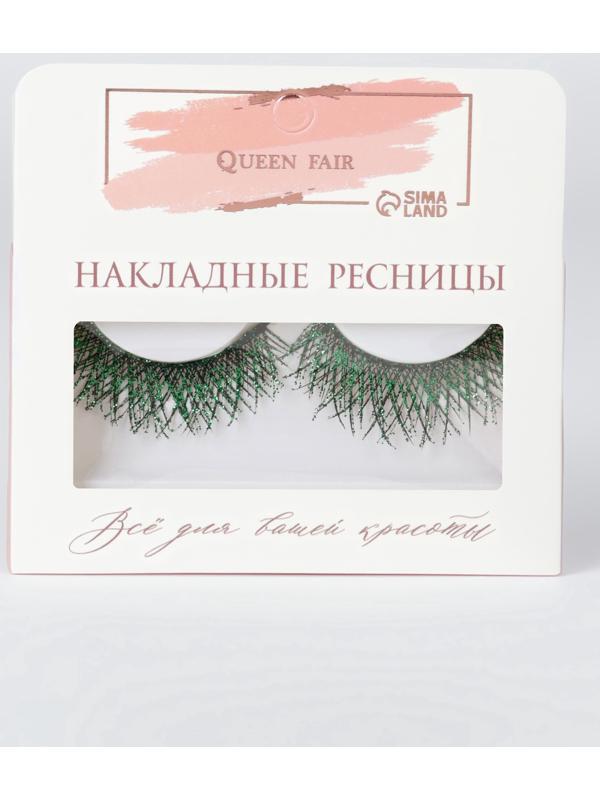 Ресницы накладные «Сияй», с блёстками, 14 мм, без клея, зелёные