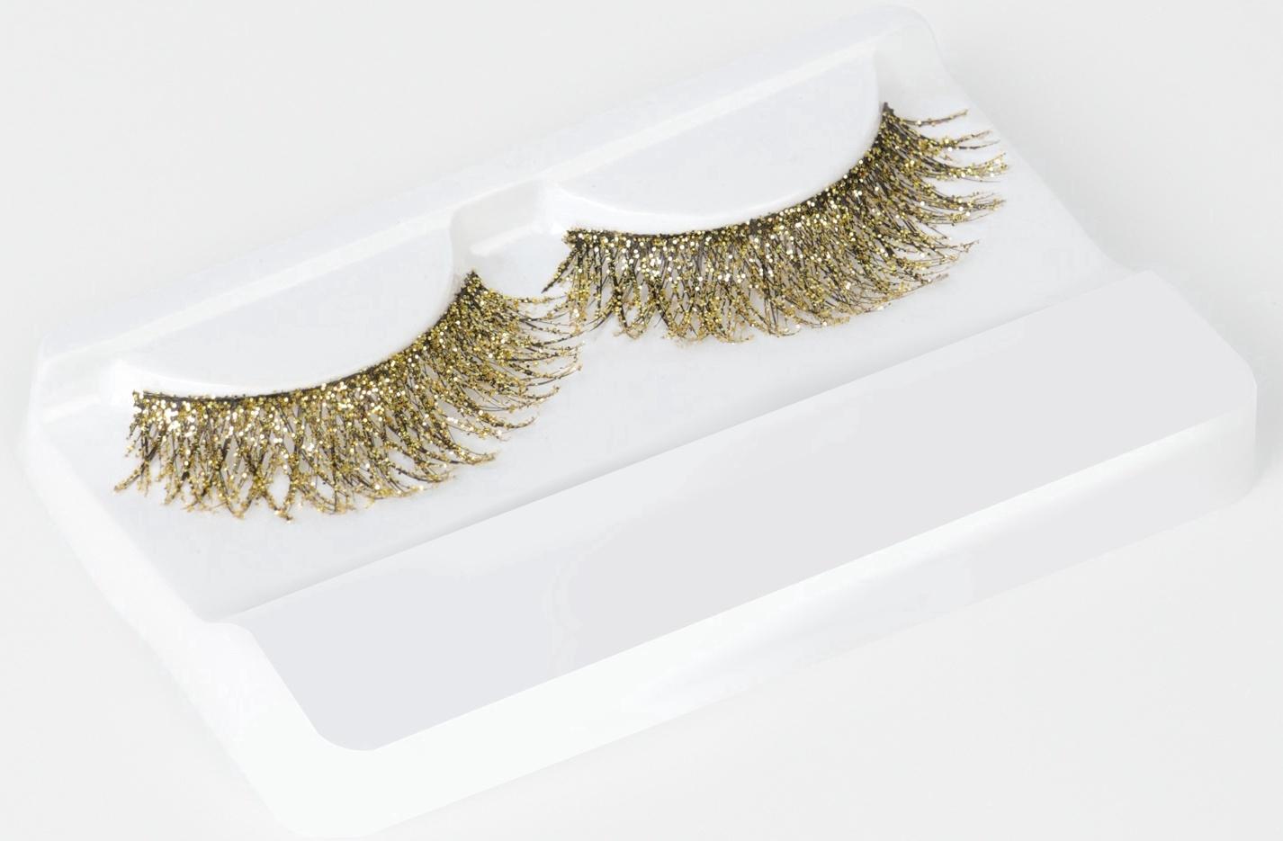 Ресницы накладные «Сияй», с блёстками, 14 мм, без клея, золотистые
