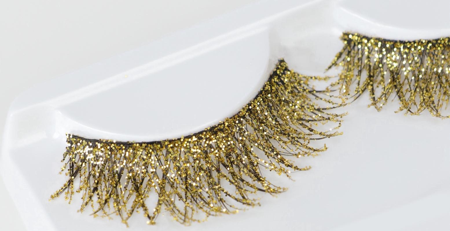 Ресницы накладные «Сияй», с блёстками, 14 мм, без клея, золотистые