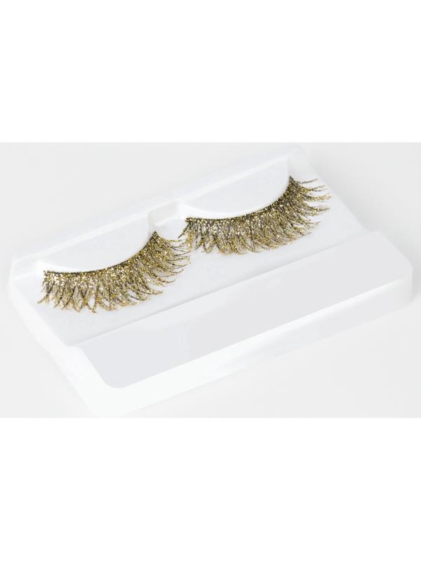 Ресницы накладные «Сияй», с блёстками, 14 мм, без клея, золотистые