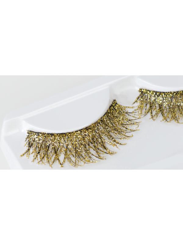 Ресницы накладные «Сияй», с блёстками, 14 мм, без клея, золотистые