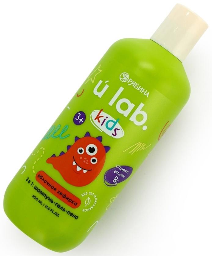 Детский шампунь-гель-пена 3в1 «Монстрики», 400 мл, аромат сладкая яблочная зефирка, ULAB
