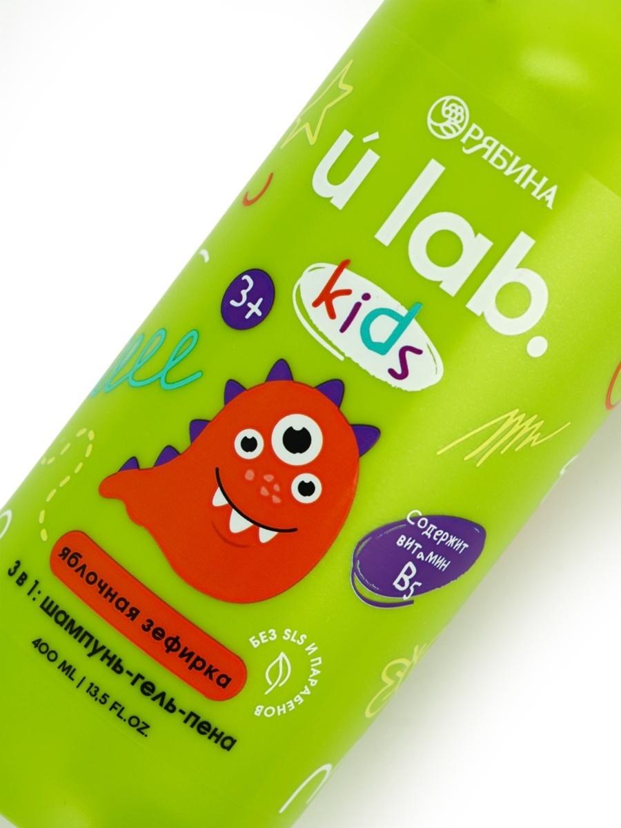 Детский шампунь-гель-пена 3в1 «Монстрики», 400 мл, аромат сладкая яблочная зефирка, ULAB