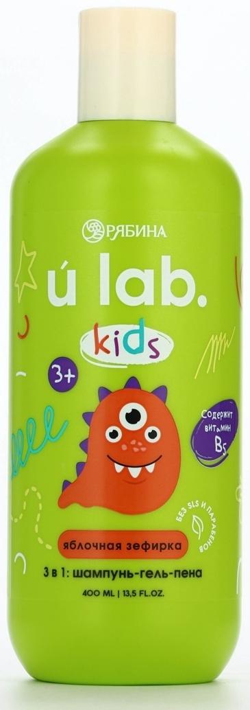 Детский шампунь-гель-пена 3в1 «Монстрики», 400 мл, аромат сладкая яблочная зефирка, ULAB