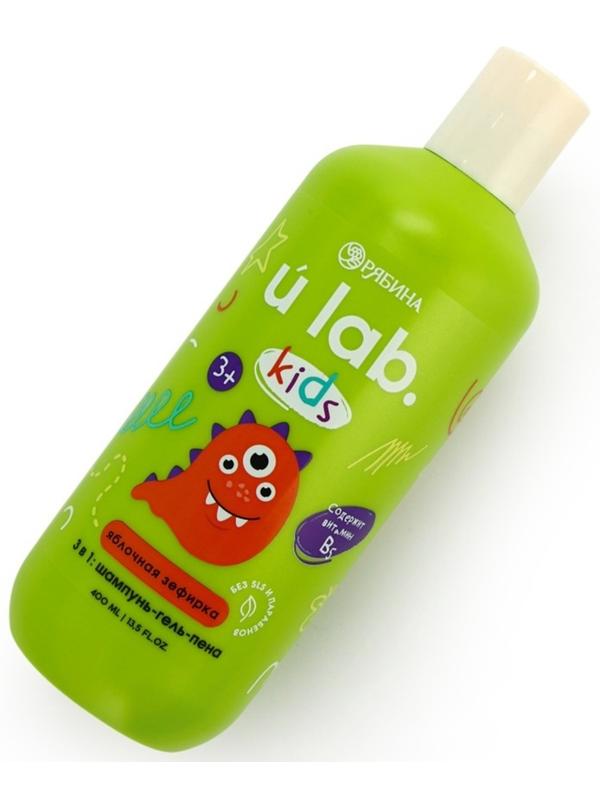 Детский шампунь-гель-пена 3в1 «Монстрики», 400 мл, аромат сладкая яблочная зефирка, ULAB