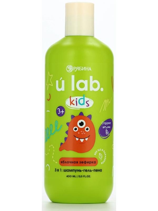 Детский шампунь-гель-пена 3в1 «Монстрики», 400 мл, аромат сладкая яблочная зефирка, ULAB