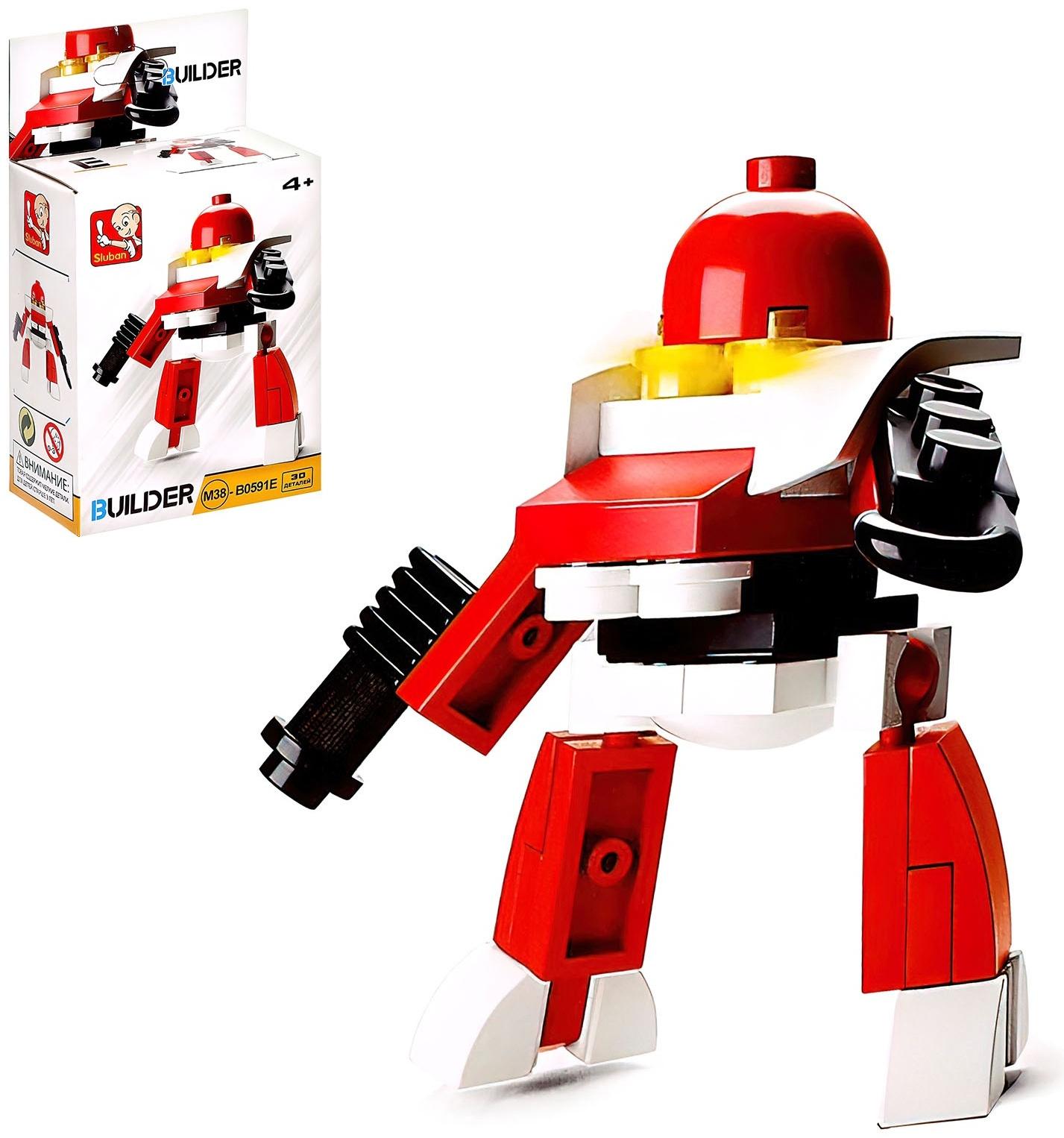 Конструктор Транспорт «Робот» красный, 30 деталей