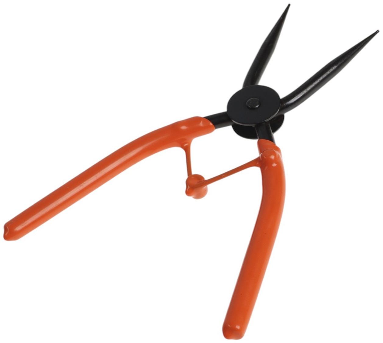 Съемник внутренних стопорных колец ТУНДРА, удлиненные прямые губки на сжим, 190 мм