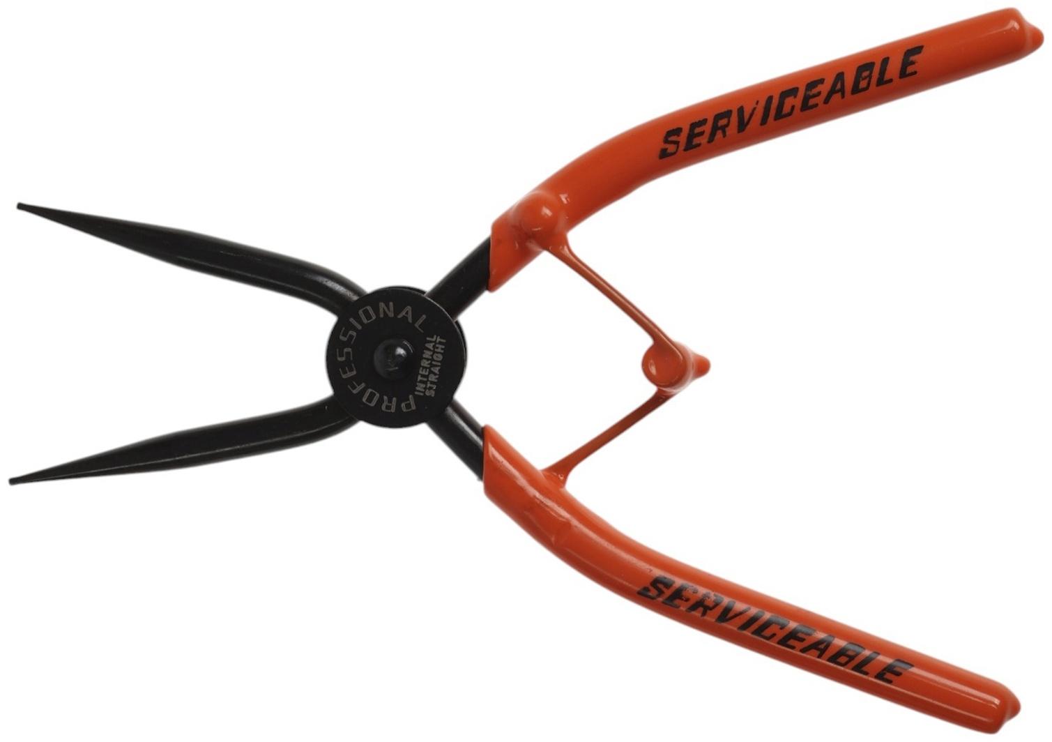 Съемник внутренних стопорных колец ТУНДРА, удлиненные прямые губки на сжим, 190 мм