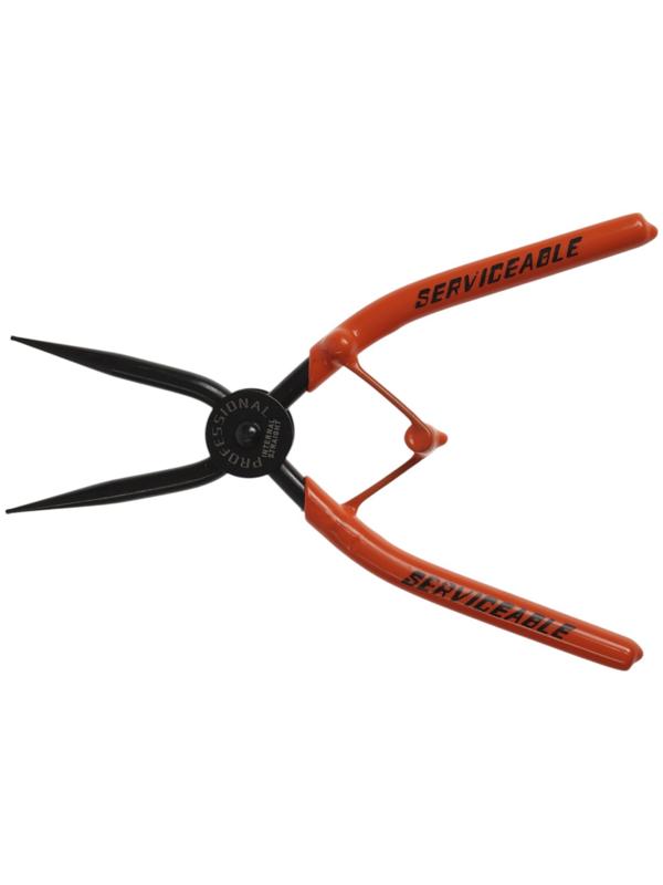 Съемник внутренних стопорных колец ТУНДРА, удлиненные прямые губки на сжим, 190 мм