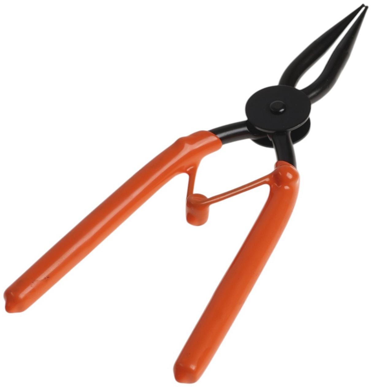 Съемник внешних стопорных колец ТУНДРА, удлиненные прямые губки на разжим, 190 мм