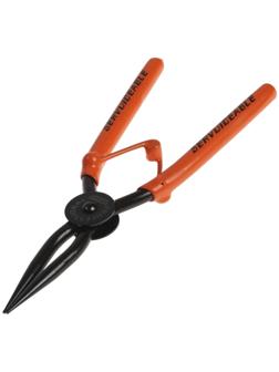 Съемник внешних стопорных колец ТУНДРА, удлиненные прямые губки на разжим, 190 мм