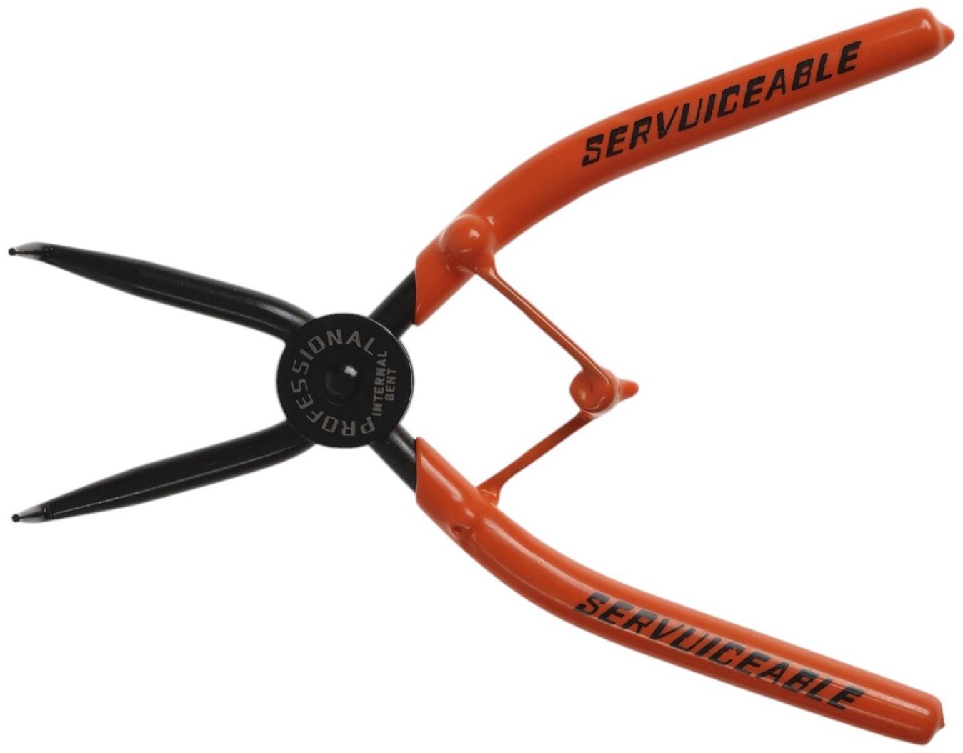 Съемник внутренних стопорных колец ТУНДРА, удлиненные изогнутые губки на сжим, 180 мм