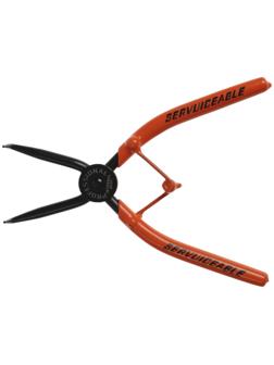 Съемник внутренних стопорных колец ТУНДРА, удлиненные изогнутые губки на сжим, 180 мм