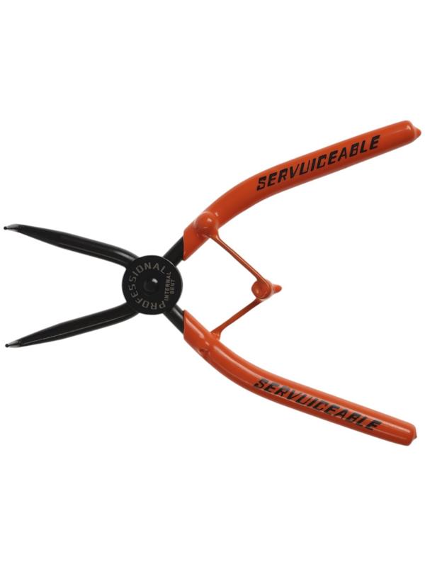 Съемник внутренних стопорных колец ТУНДРА, удлиненные изогнутые губки на сжим, 180 мм